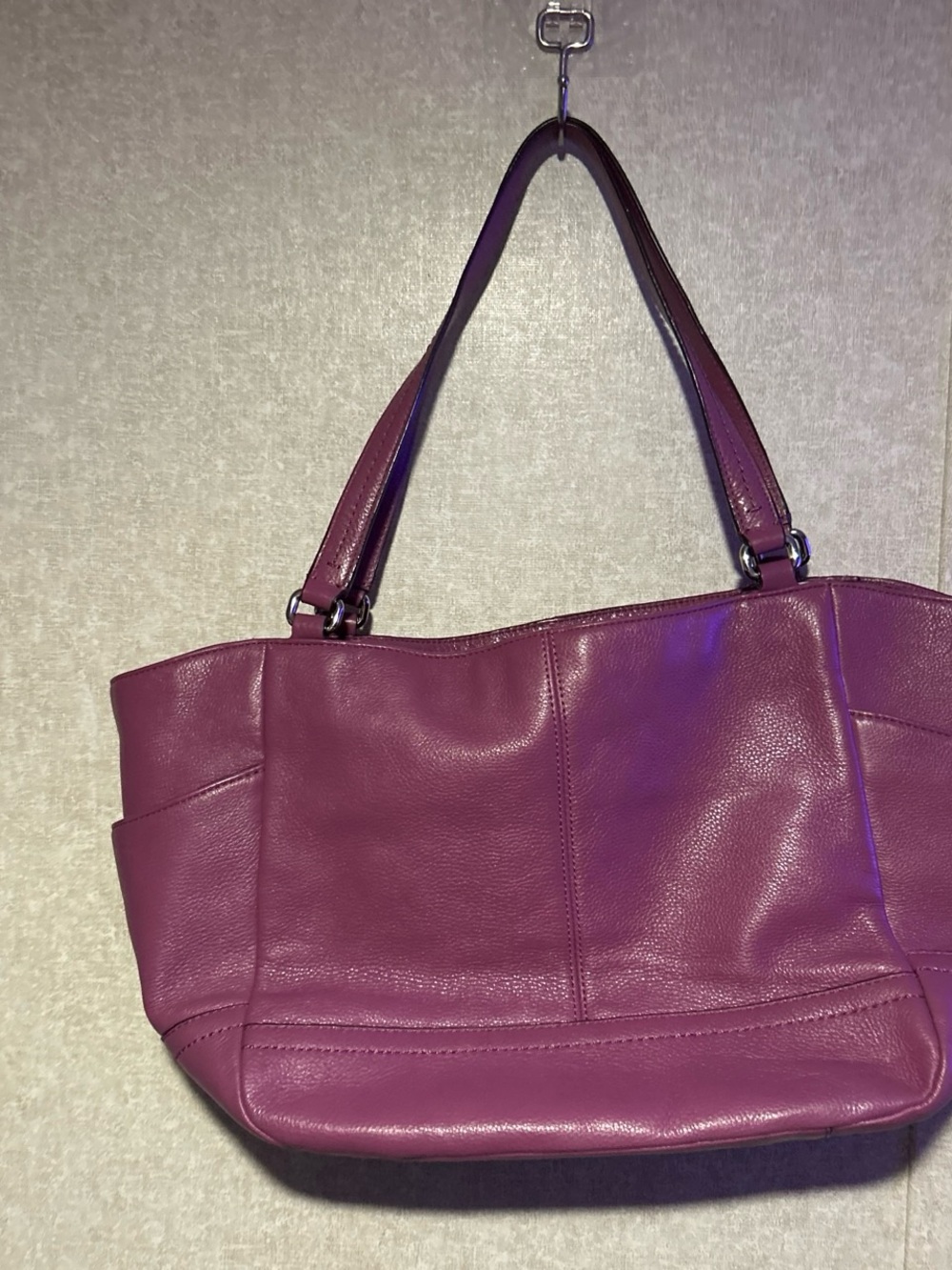 Coach Plum Purple Leather Shoulder Tote - Picture 2 of 6